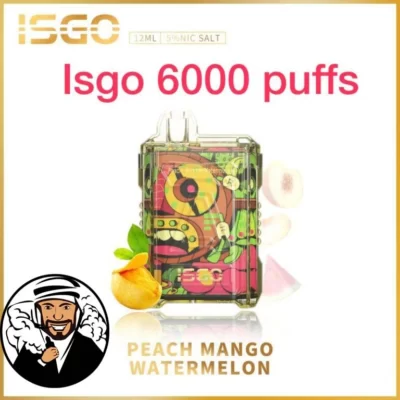 ISGO Disposable 6000 Puffs peach mango watermelon flavor 
